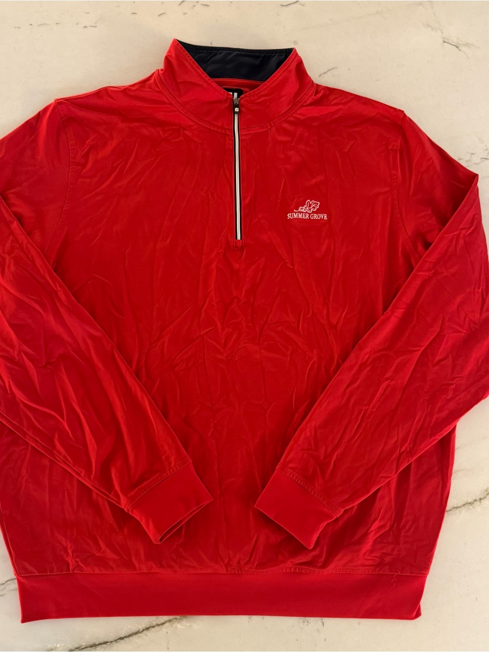 Footjoy Shirt Mens Large Red Quarter Zip Golf Long Sleeve Summer Grove Logo